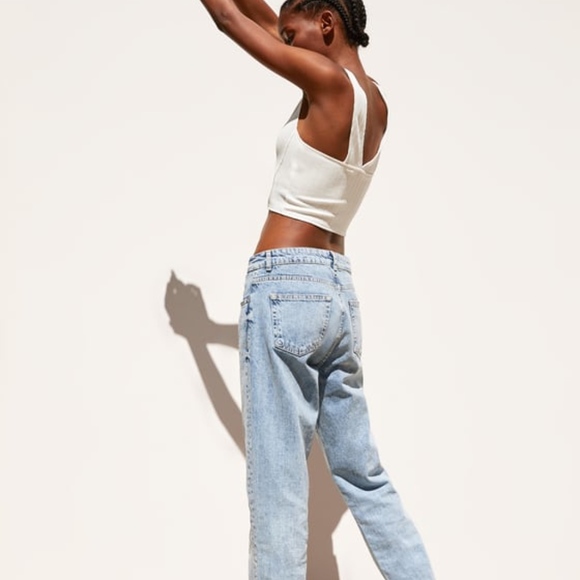 Zara Ribbed White Cropped Top L  711/T - Picture 4 of 6